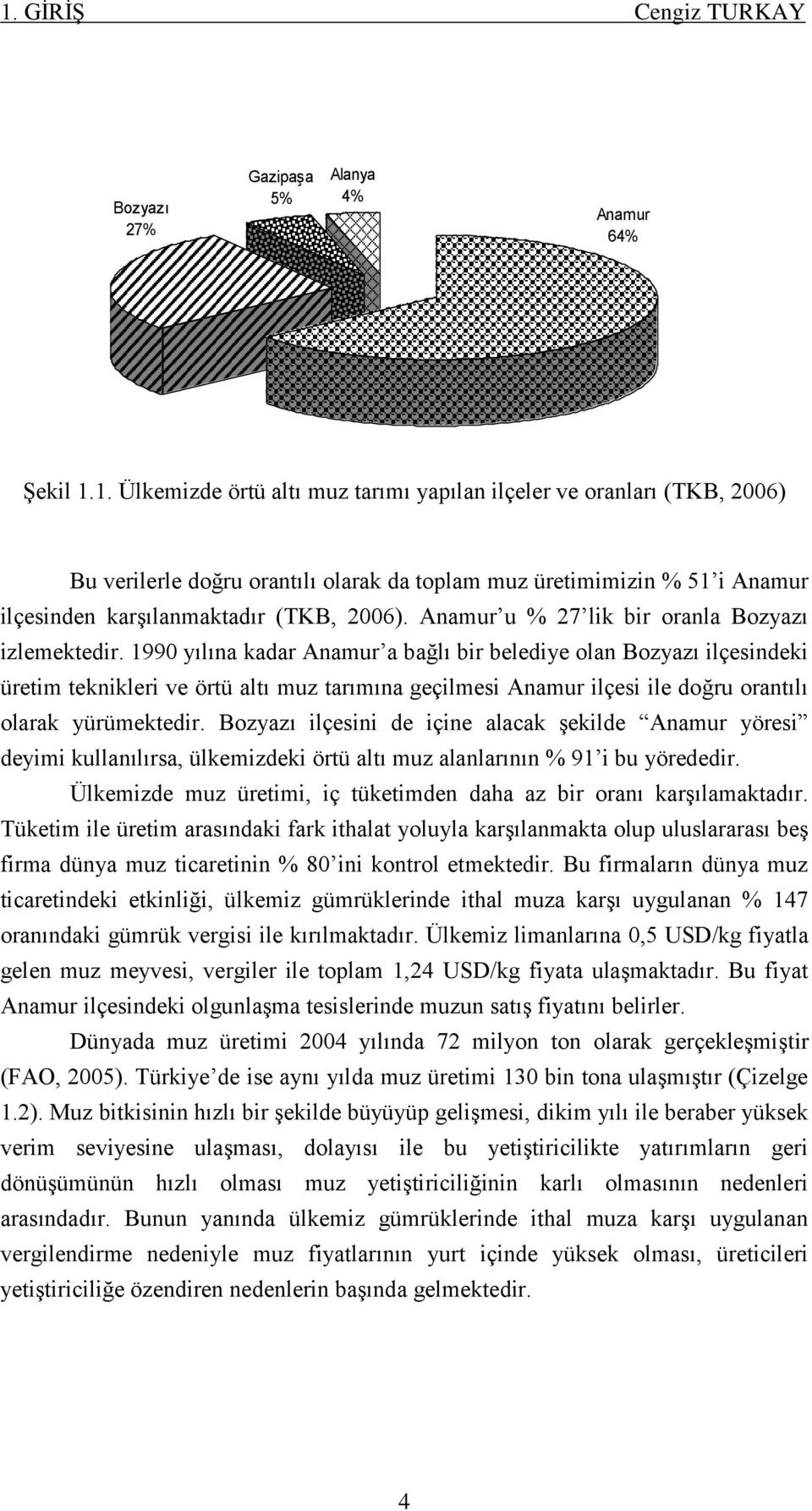 1990 yılına kadar Anamur a bağlı bir belediye olan Bozyazı ilçesindeki üretim teknikleri ve örtü altı muz tarımına geçilmesi Anamur ilçesi ile doğru orantılı olarak yürümektedir.