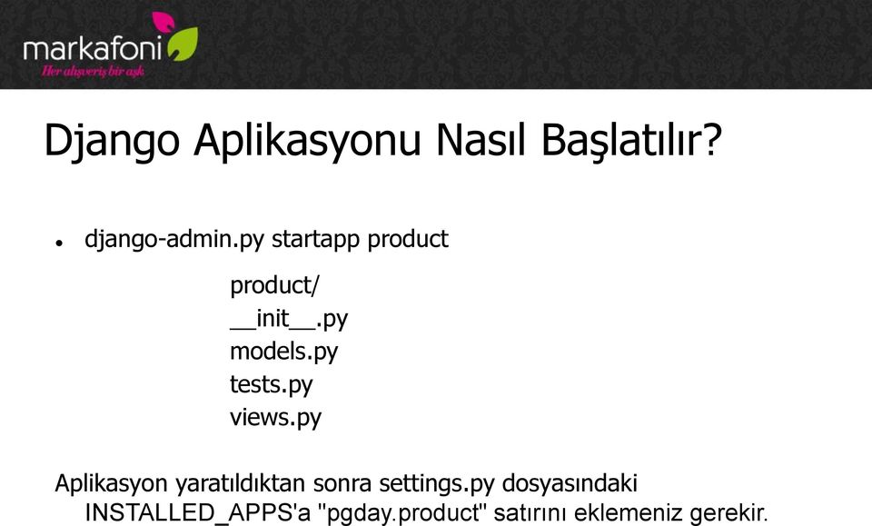 py views.py Aplikasyon yaratıldıktan sonra settings.