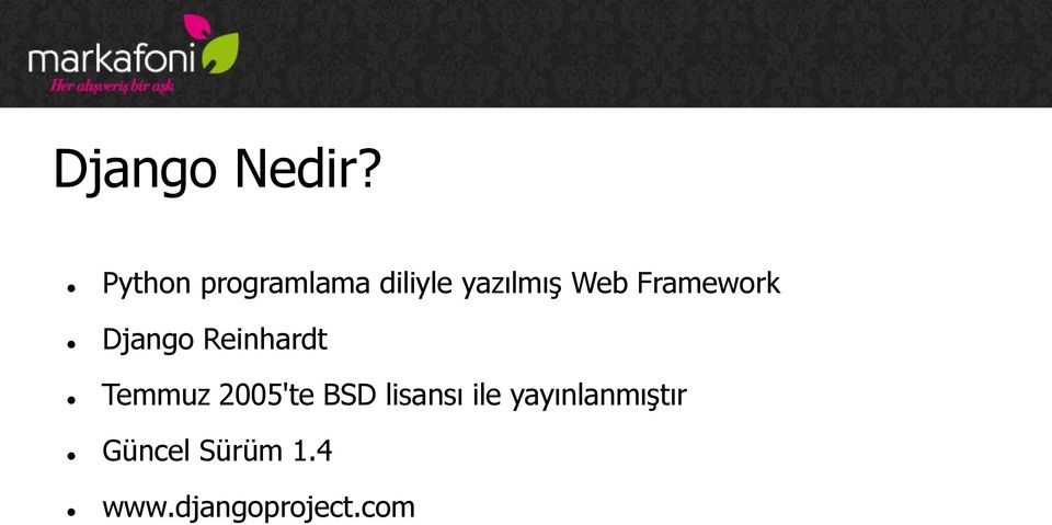 Framework Django Reinhardt Temmuz 2005'te