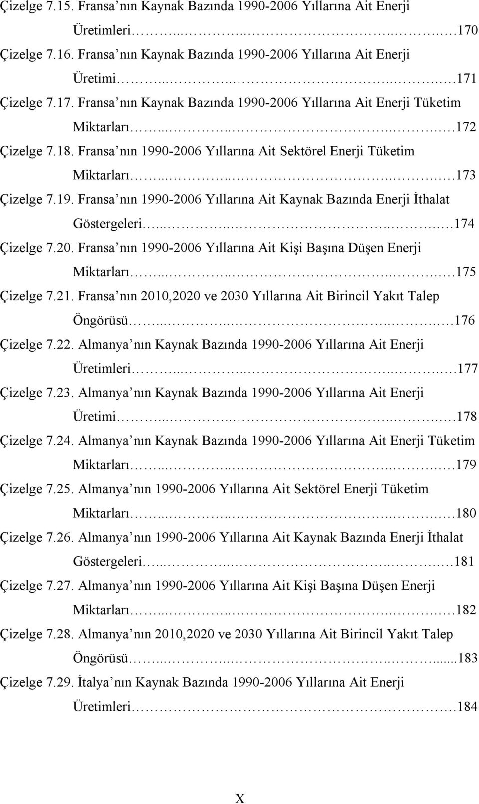 ........174 Çizelge 7.20. Fransa nın 1990-2006 Yıllarına Ait Kişi Başına Düşen Enerji Miktarları.........175 Çizelge 7.21. Fransa nın 2010,2020 ve 2030 Yıllarına Ait Birincil Yakıt Talep Öngörüsü.