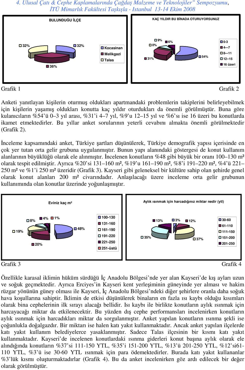 Buna göre kulanıcıların %54 ü 0 3 yıl arası, %31 i 4 7 yıl, %9 u 12 15 yıl ve %6 sı ise 16 üzeri bu konutlarda ikamet etmektedirler.