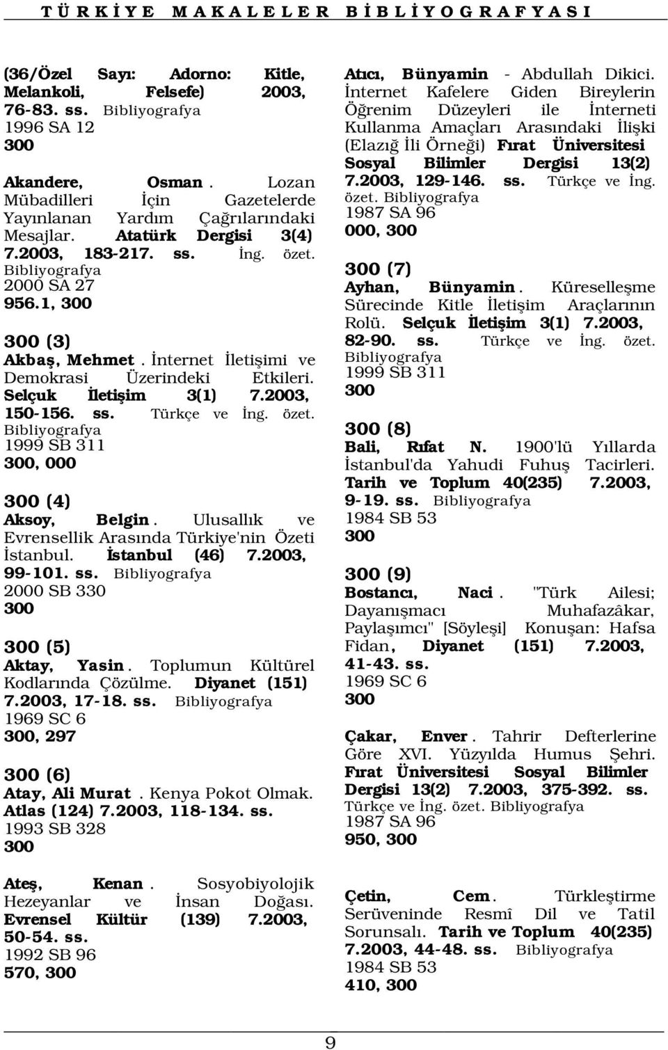 nternet Kafelere Giden Bireylerin Ö renim Düzeyleri ile nterneti Kullanma Amaçlar Aras ndaki liflki (Elaz li Örne i) F rat Üniversitesi Sosyal Bilimler Dergisi 13(2) 7.2003, 129-146. ss. Türkçe ve ng.