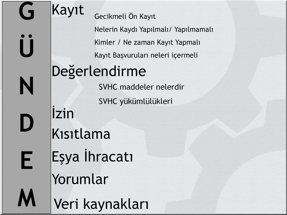 Başvuruları neleri içermeli Değerlendirme İzin SVHC maddeler