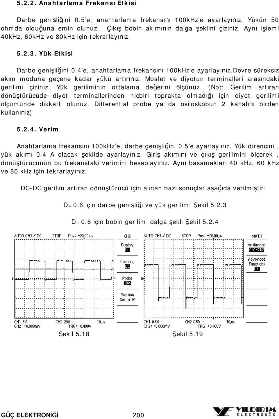 Mosfet ve diyotun terminalleri arasndaki erilimi çiziniz. Yük eriliminin ortalama deerini ölçünüz.