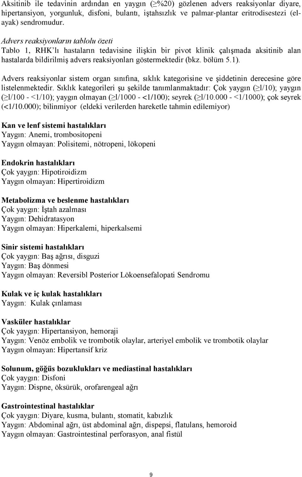 Advers reaksiyonlar sistem organ sınıfına, sıklık kategorisine ve şiddetinin derecesine göre listelenmektedir.