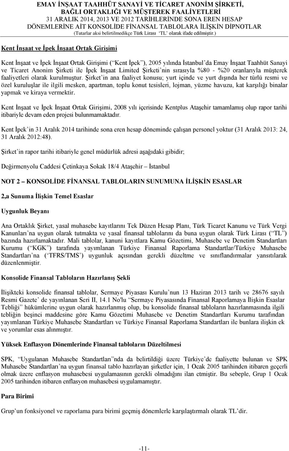 Şirket in ana faaliyet konusu; yurt içinde ve yurt dışında her türlü resmi ve özel kuruluşlar ile ilgili mesken, apartman, toplu konut tesisleri, lojman, yüzme havuzu, kat karşılığı binalar yapmak ve