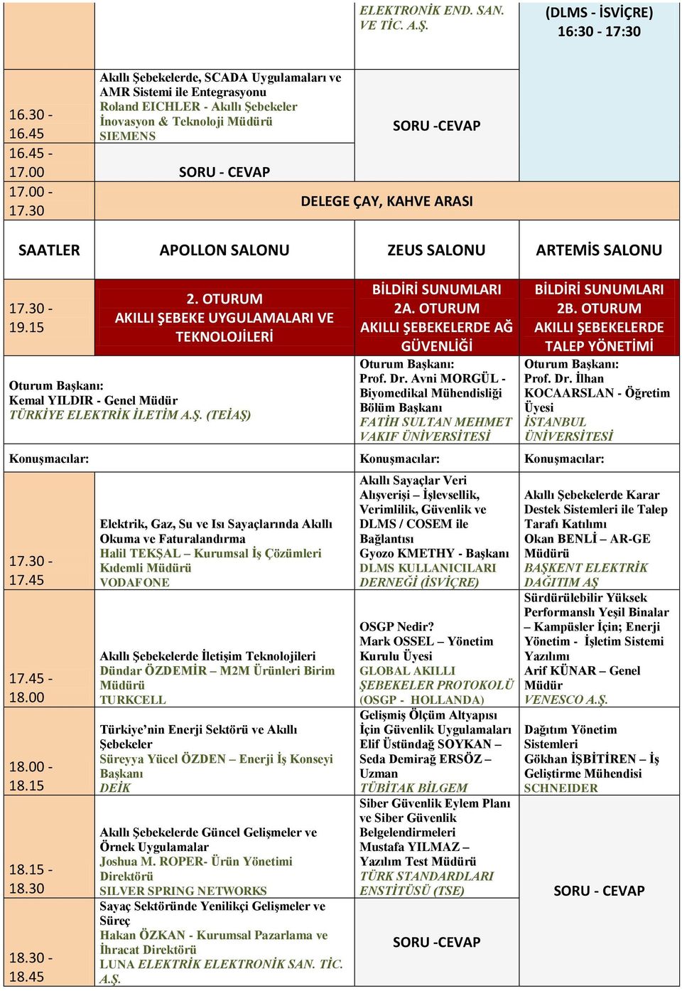 AKILLI ŞEBEKELERDE AĞ GÜVENLİĞİ Prof. Dr. Avni MORGÜL - Biyomedikal Mühendisliği Bölüm Başkanı FATİH SULTAN MEHMET VAKIF BİLDİRİ SUNUMLARI 2B. AKILLI ŞEBEKELERDE TALEP YÖNETİMİ Prof. Dr. İlhan KOCAARSLAN - Öğretim Üyesi İSTANBUL Konuşmacılar: Konuşmacılar: Konuşmacılar: 17.