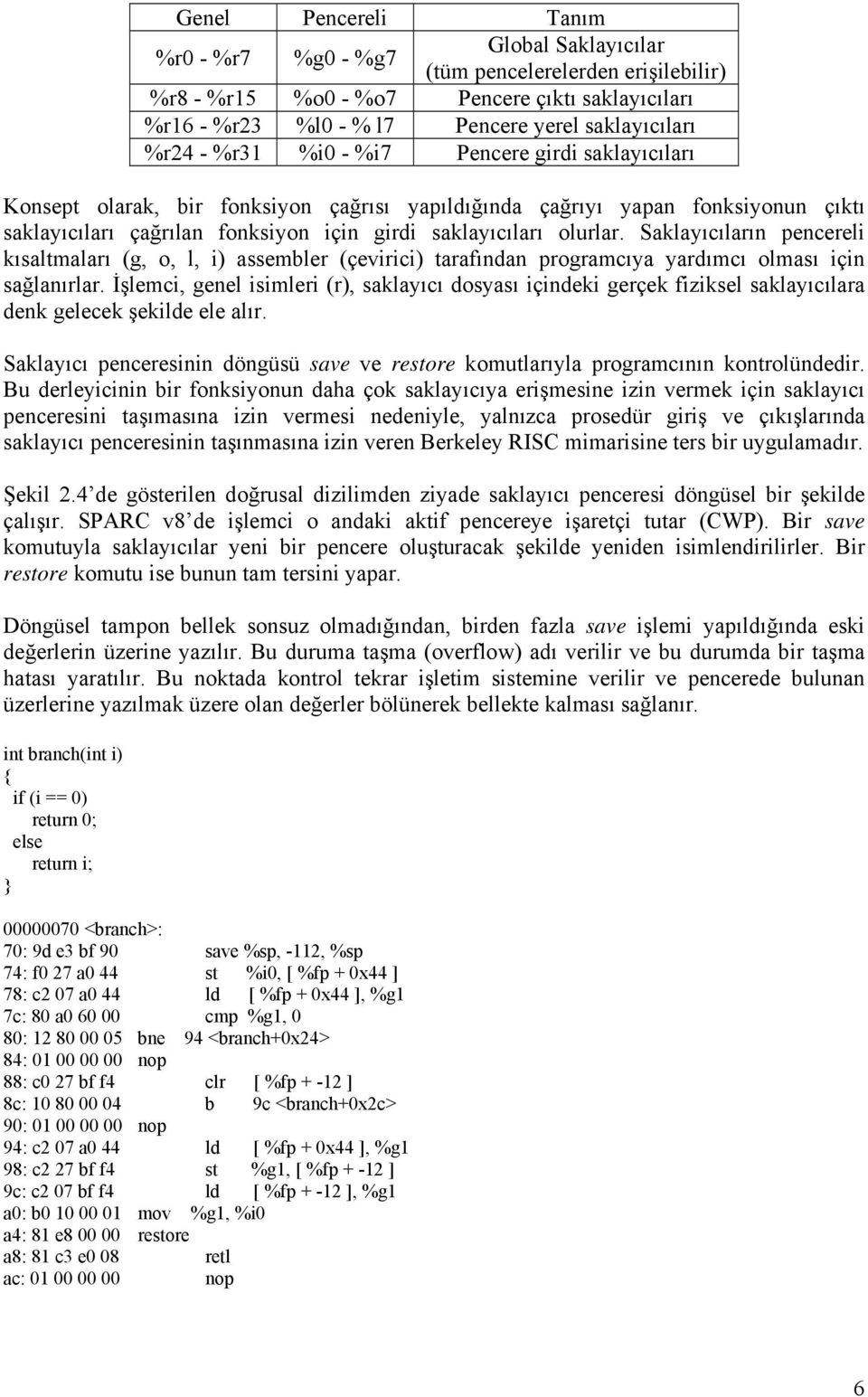 Saklayıcıların pencereli kısaltmaları (g, o, l, i) assembler (çevirici) tarafından programcıya yardımcı olması için sağlanırlar.