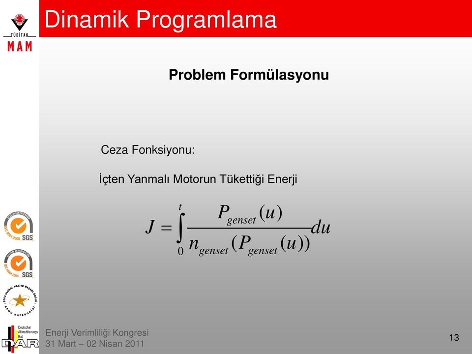 Yanmalı Motorun Tükettiği Enerji J t