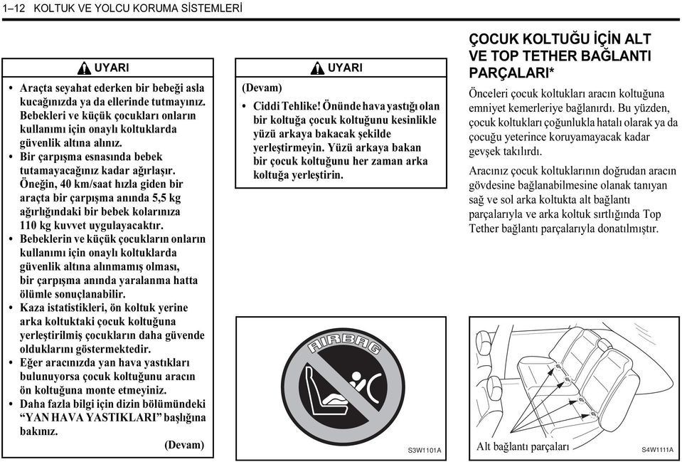 Öneğin, 40 km/saat hızla giden bir araçta bir çarpışma anında 5,5 kg ağırlığındaki bir bebek kolarınıza 110 kg kuvvet uygulayacaktır.