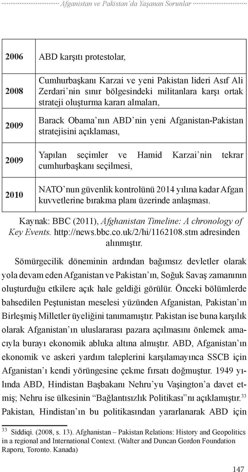 güvenlik kontrolünü 2014 yılına kadar Afgan kuvvetlerine bırakma planı üzerinde anlaşması. Kaynak: BBC (2011), Afghanistan Timeline: A chronology of Key Events. http://news.bbc.co.uk/2/hi/1162108.