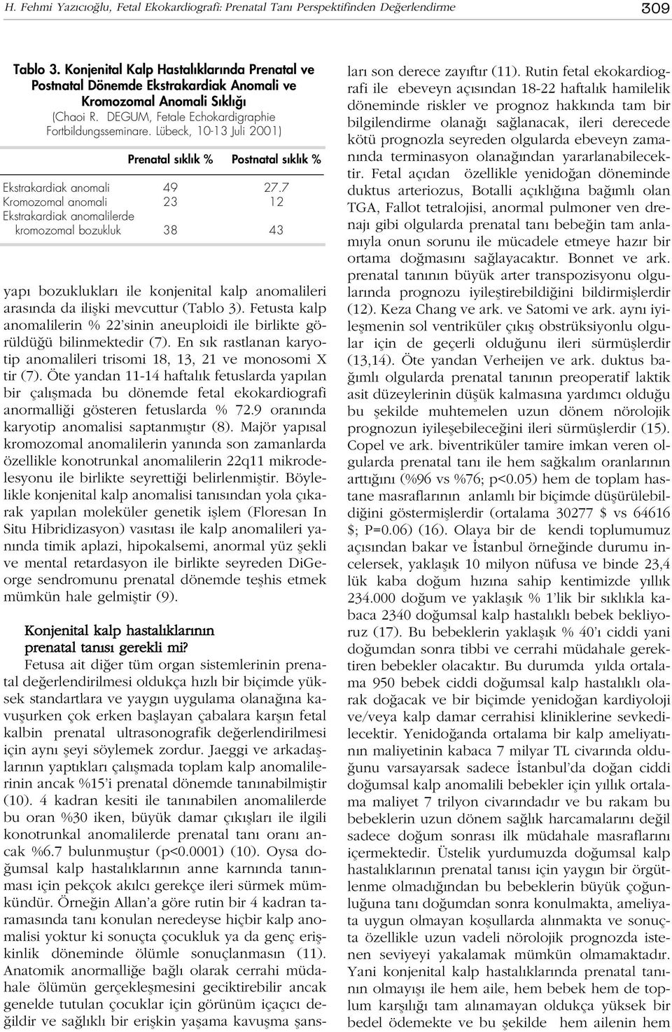 Lübeck, 10-13 Juli 2001) Prenatal s kl k % Postnatal s kl k % Ekstrakardiak anomali 49 27.