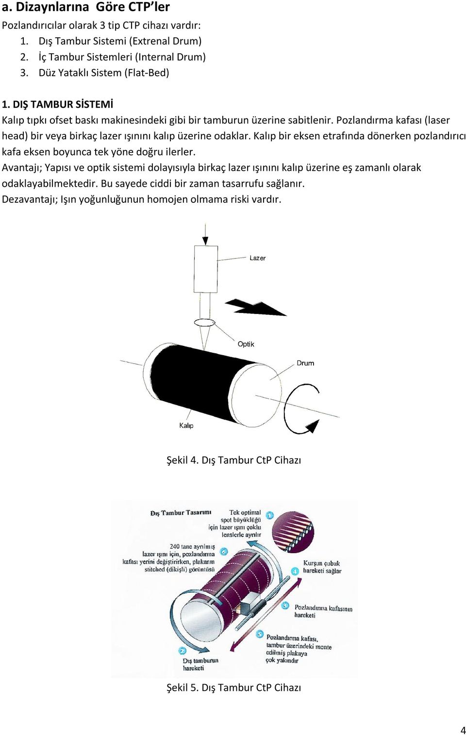 Pozlandırma kafası (laser head) bir veya birkaç lazer ışınını kalıp üzerine odaklar. Kalıp bir eksen etrafında dönerken pozlandırıcı kafa eksen boyunca tek yöne doğru ilerler.