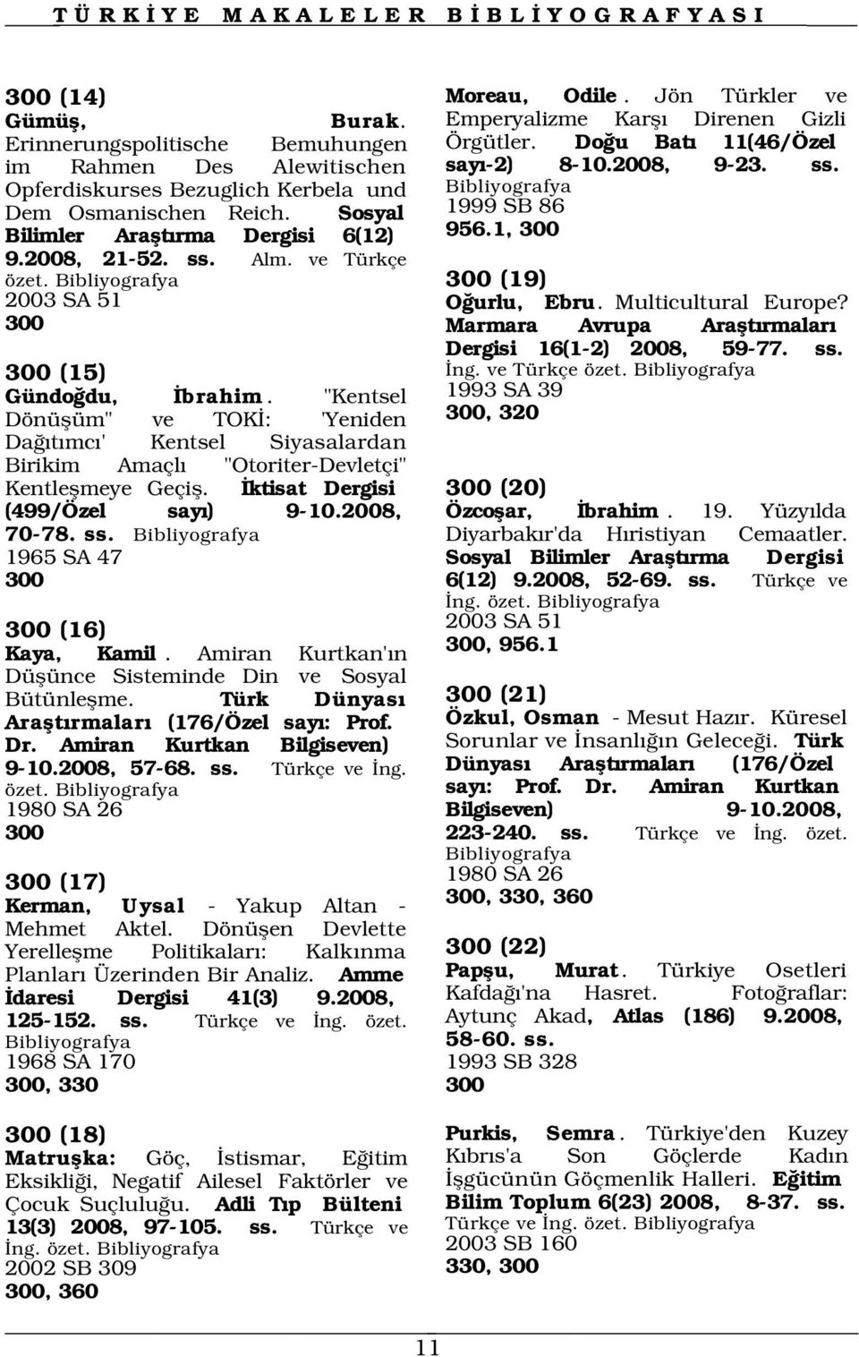 300 (19) 2003 SA 51 O urlu, Ebru. Multicultural Europe? 300 Marmara Avrupa Araflt rmalar Dergisi 16(1-2) 2008, 59-77. ss. 300 (15) ng. ve Türkçe özet. Gündo du, brahim.