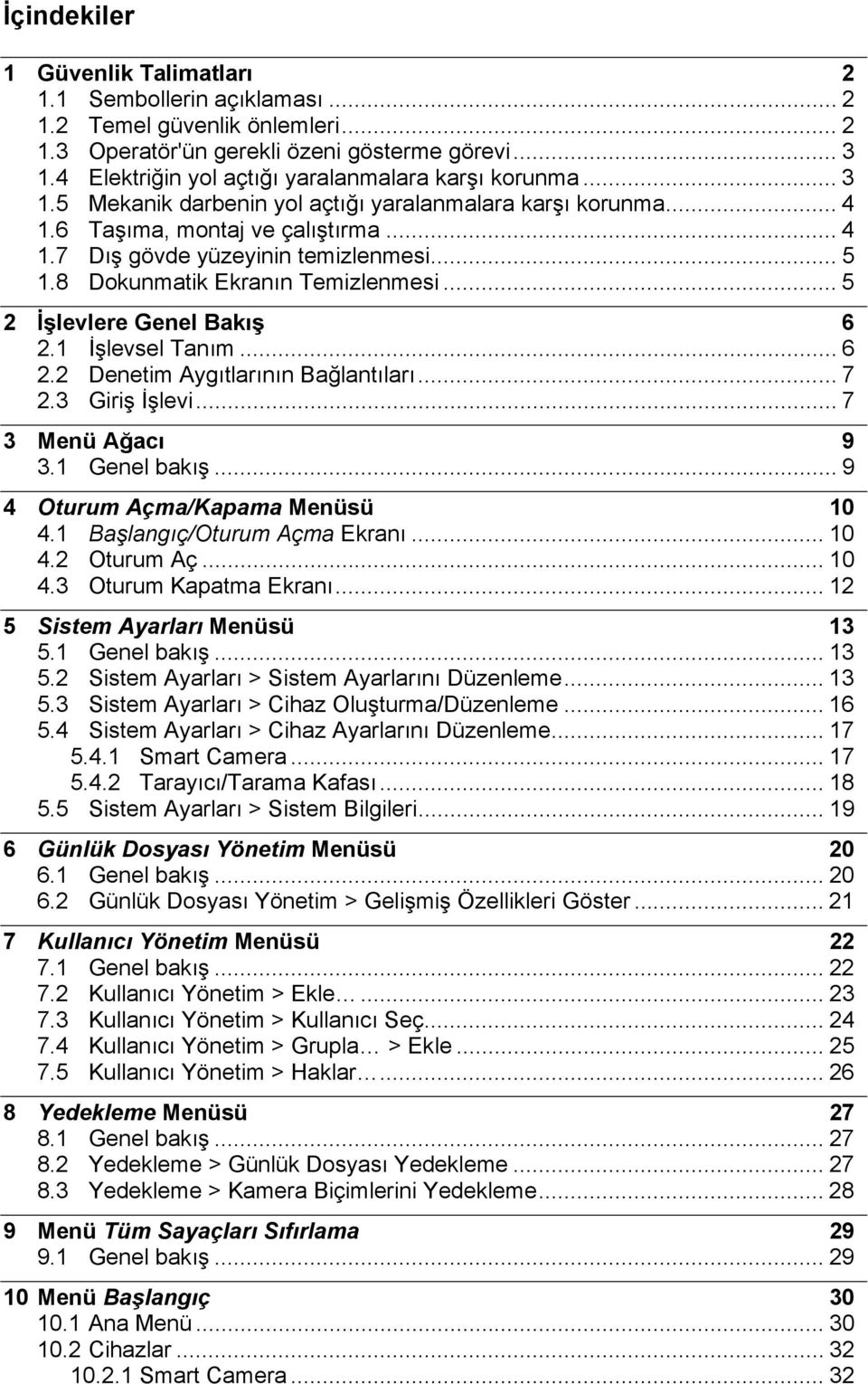 .. 5 1.8 Dokunmatik Ekranın Temizlenmesi... 5 2 İşlevlere Genel Bakış 6 2.1 İşlevsel Tanım... 6 2.2 Denetim Aygıtlarının Bağlantıları... 7 2.3 Giriş İşlevi... 7 3 Menü Ağacı 9 3.1 Genel bakış.