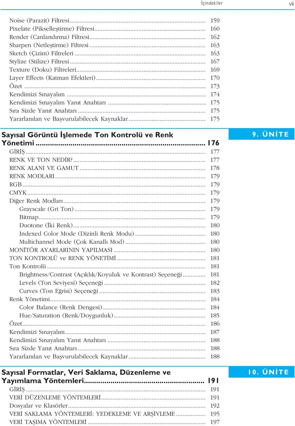 .. 175 S ra Sizde Yan t Anahtar... 175 Yararlan lan ve Baflvurulabilecek Kaynaklar... 175 Say sal Görüntü fllemede Ton Kontrolü ve Renk Yönetimi... 176 G R fi... 177 RENK VE TON NED R?