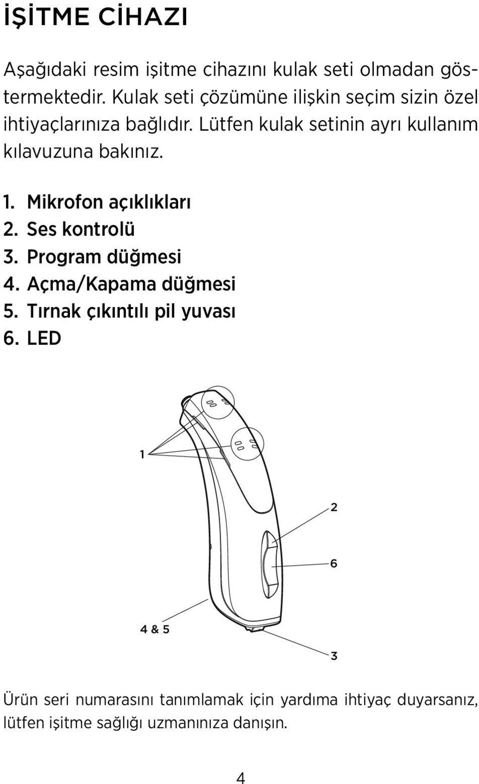 Lütfen kulak setinin ayrı kullanım kılavuzuna bakınız. 1. Mikrofon açıklıkları 2. Ses kontrolü 3.