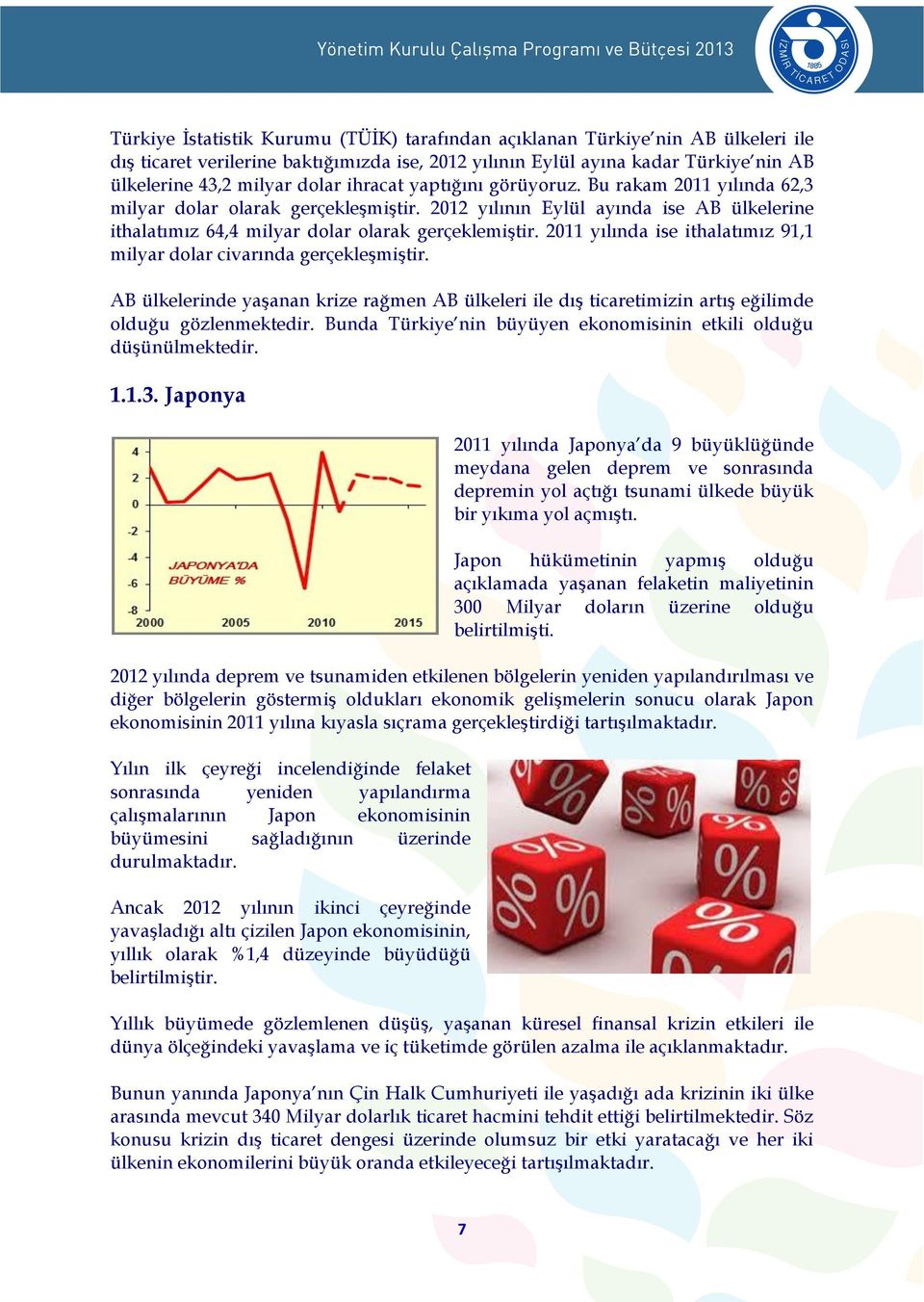 2011 yılında ise ithalatımız 91,1 milyar dolar civarında gerçekleşmiştir. AB ülkelerinde yaşanan krize rağmen AB ülkeleri ile dış ticaretimizin artış eğilimde olduğu gözlenmektedir.