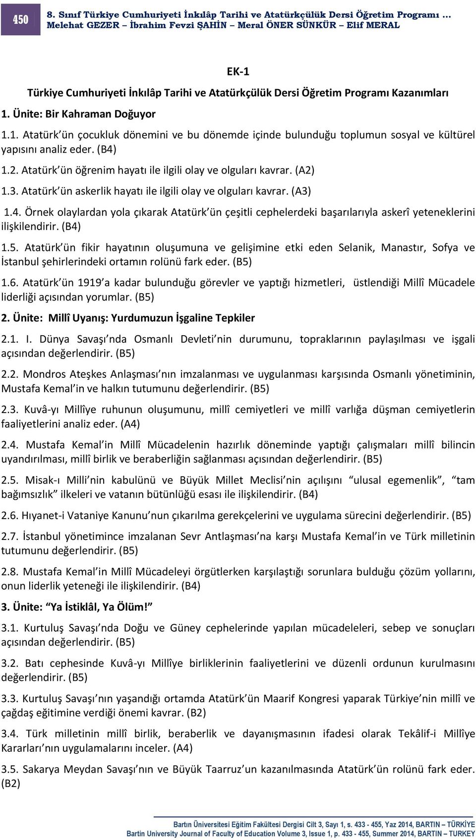 (B4) 1.5. Atatürk ün fikir hayatının oluşumuna ve gelişimine etki eden Selanik, Manastır, Sofya ve İstanbul şehirlerindeki ortamın rolünü fark eder. (B5) 1.6.