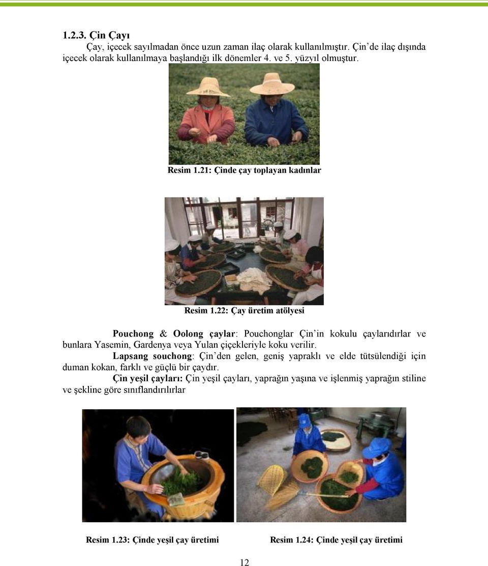 22: Çay üretim atölyesi Pouchong & Oolong çaylar: Pouchonglar Çin in kokulu çaylarıdırlar ve bunlara Yasemin, Gardenya veya Yulan çiçekleriyle koku verilir.