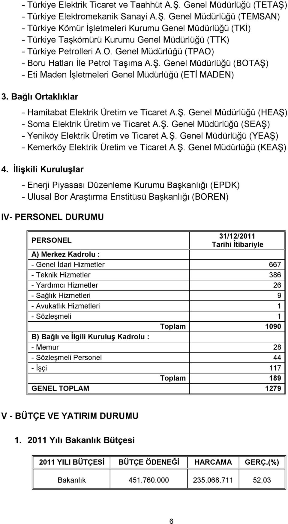 Bağlı Ortaklıklar - Hamitabat Elektrik Üretim ve Ticaret A.Ş. Genel Müdürlüğü (HEAŞ) - Soma Elektrik Üretim ve Ticaret A.Ş. Genel Müdürlüğü (SEAŞ) - Yeniköy Elektrik Üretim ve Ticaret A.Ş. Genel Müdürlüğü (YEAŞ) - Kemerköy Elektrik Üretim ve Ticaret A.