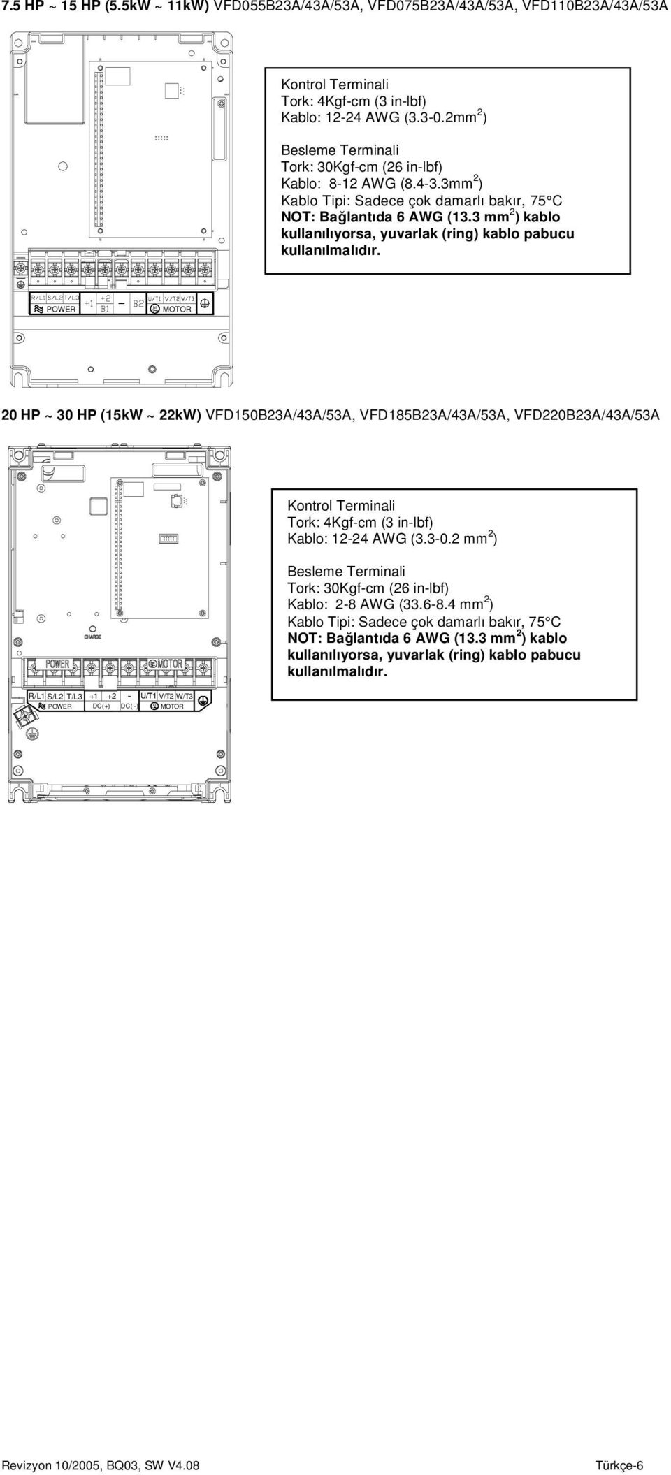 3 mm 2 ) kablo kullanılıyorsa, yuvarlak (ring) kablo pabucu kullanılmalıdır.