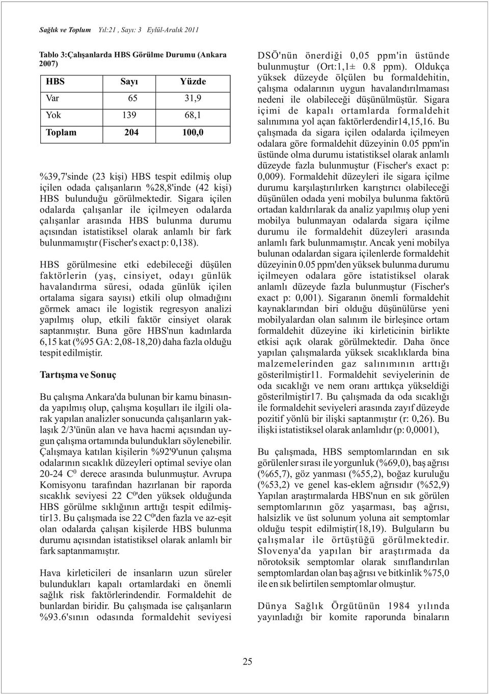 05 ppm'in üstünde olma durumu istatistiksel olarak anlamlı düzeyde fazla bulunmuştur (Fischer's exact p: 0,009).