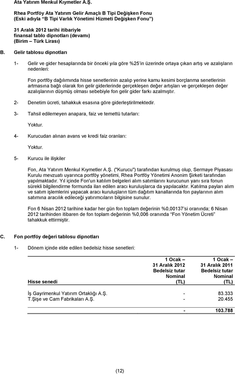 kesimi borçlanma senetlerinin artmasına bağlı olarak fon gelir giderlerinde gerçekleşen değer artışları ve gerçekleşen değer azalışlarının düşmüş olması sebebiyle fon gelir gider farkı azalmıştır.