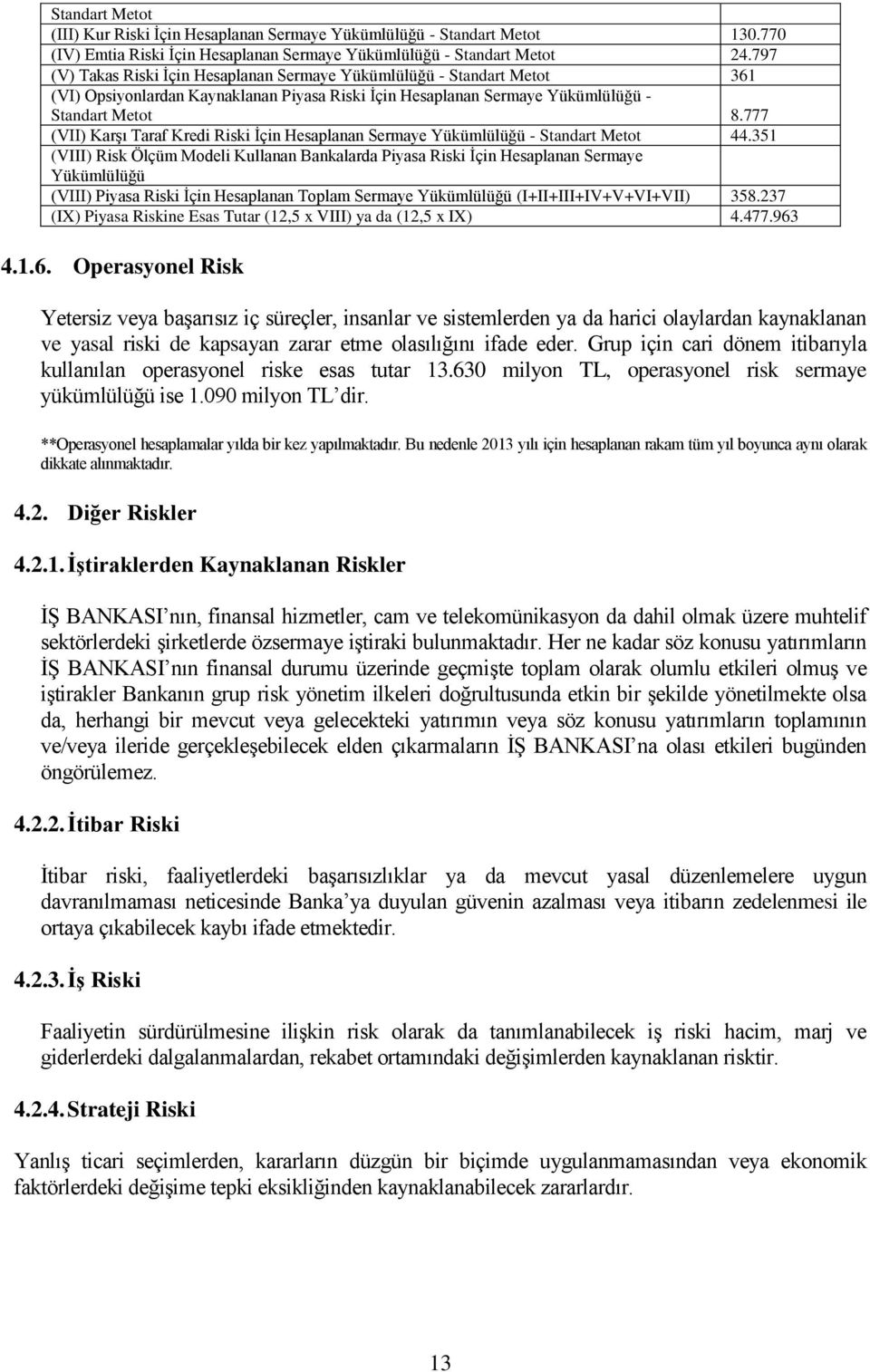 777 (VII) Karşı Taraf Kredi Riski İçin Hesaplanan Sermaye Yükümlülüğü - Standart Metot 44.