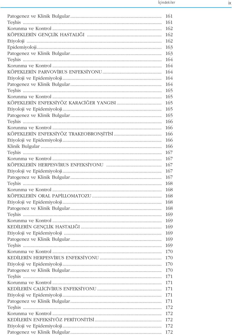 .. 165 KÖPEKLER N ENFEKS YÖZ KARAC ER YANGISI... 165 Etiyoloji ve Epidemiyoloji... 165 Patogenez ve Klinik Bulgular... 165 Teflhis... 166 Korunma ve Kontrol.