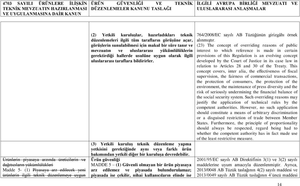 uluslararası taraflara bildirirler. (3) Yetkili kuruluģ teknik düzenleme yapma yetkisini gerektiğinde aynı veya farklı ürün bakımından yetkili diğer bir kuruluģa devredebilir.