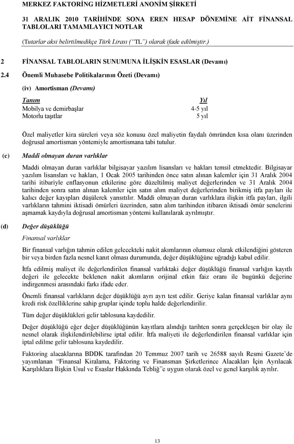 faydalı ömründen kısa olanı üzerinden doğrusal amortisman yöntemiyle amortismana tabi tutulur.