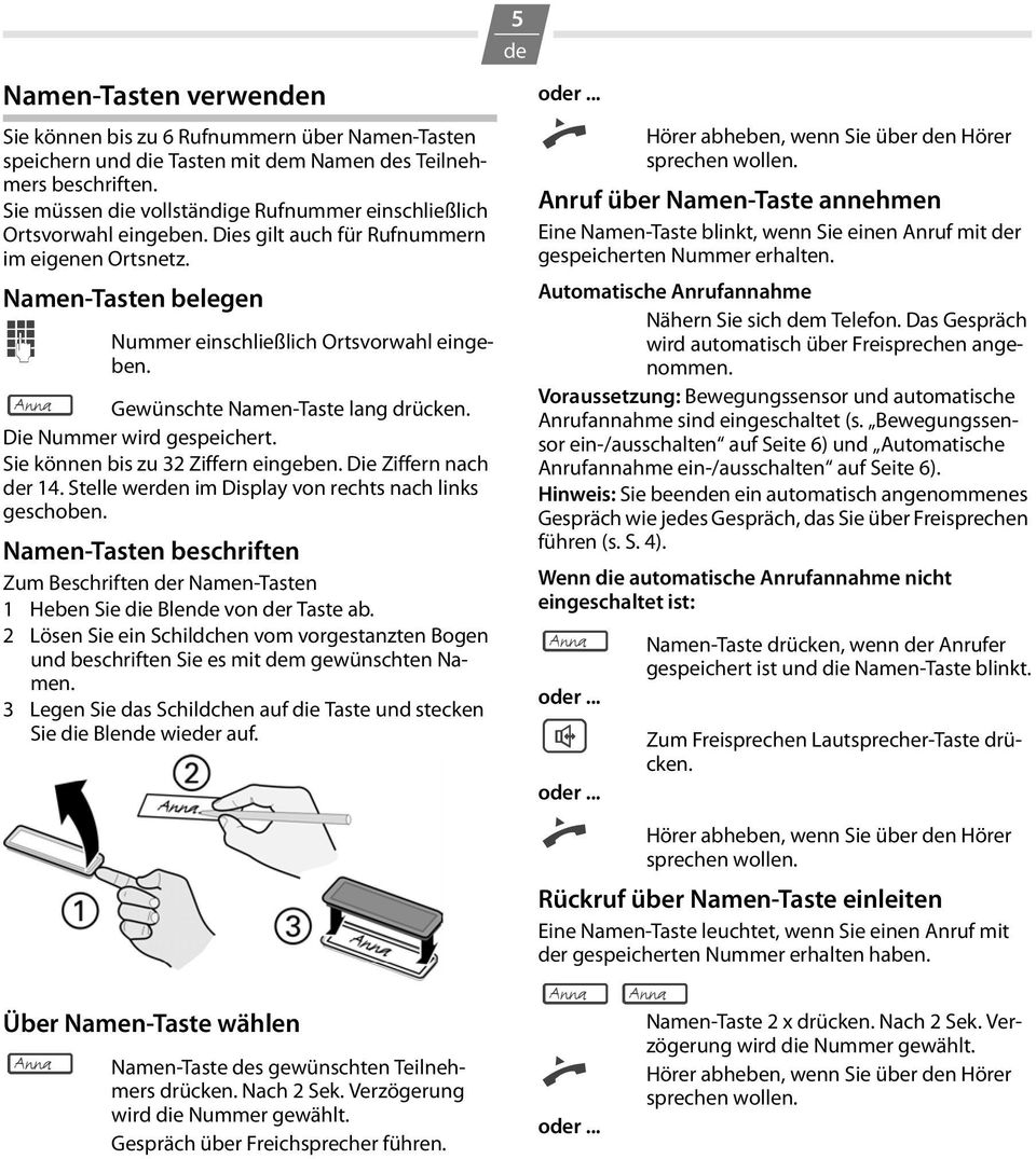 - Gewünschte Namen-Taste lang drücken. Die Nummer wird gespeichert. Sie können bis zu 32 Ziffern eingeben. Die Ziffern nach r 14. Stelle wern im Display von rechts nach links geschoben.