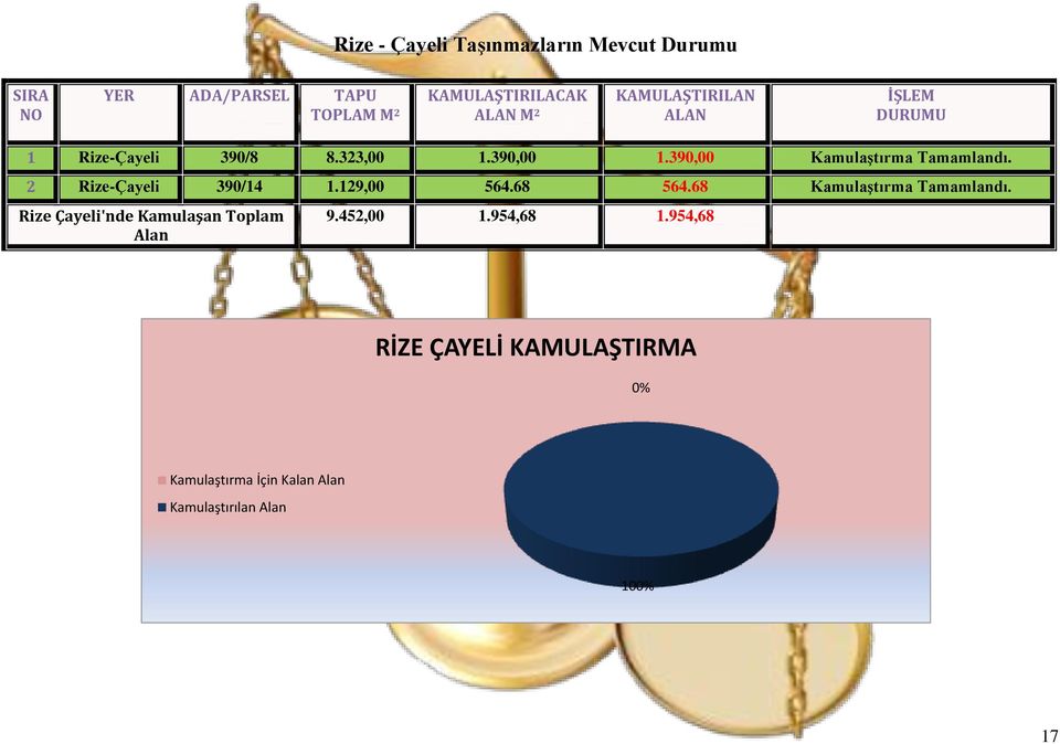 2 Rize-Çayeli 390/14 1.129,00 564.68 564.68 Kamulaştırma Tamamlandı.