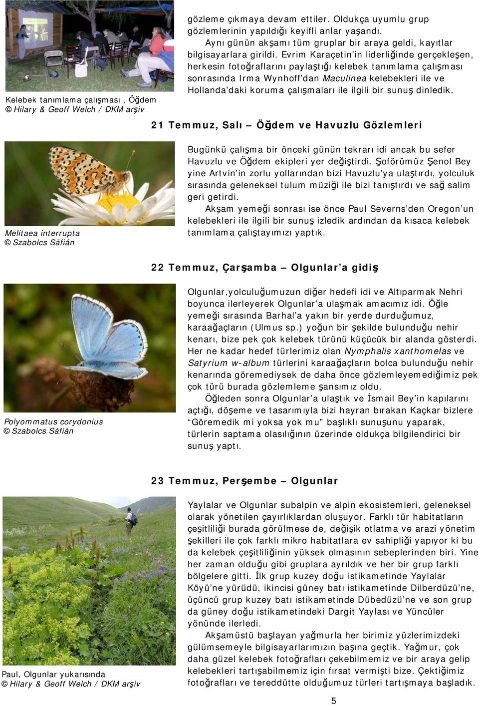 Evrim Karaçetin in liderli inde gerçekle en, herkesin foto raflarını payla tı ı kelebek tanımlama çalı ması sonrasında Irma Wynhoff dan Maculinea kelebekleri ile ve Hollanda daki koruma çalı maları