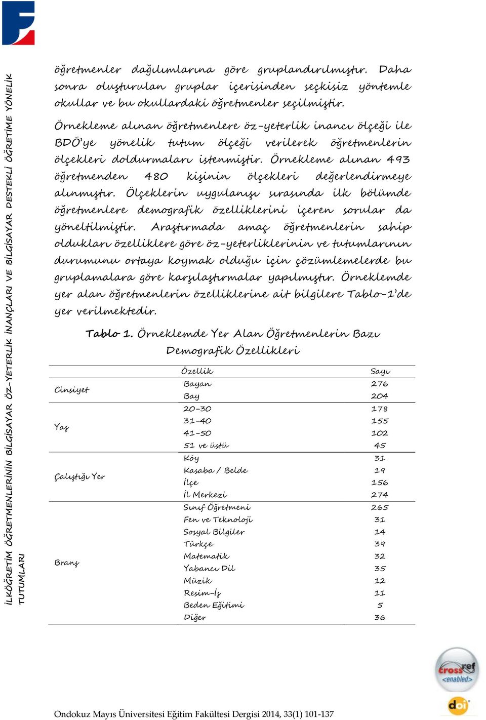 Örnekleme alınan öğretmenlere öz-yeterlik inancı ölçeği ile BDÖ ye yönelik tutum ölçeği verilerek öğretmenlerin ölçekleri doldurmaları istenmiştir.