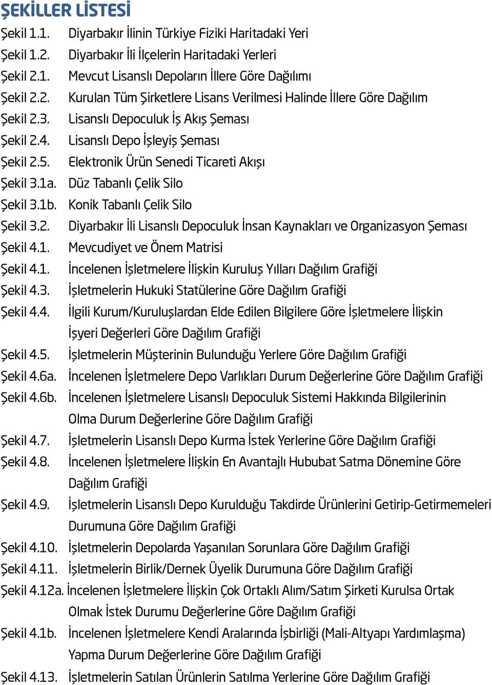 Konik Tabanlı Çelik Silo Şekil 3.2. Diyarbakır İli Lisanslı Depoculuk İnsan Kaynakları ve Organizasyon Şeması Şekil 4.1. Mevcudiyet ve Önem Matrisi Şekil 4.1. İncelenen İşletmelere İlişkin Kuruluş Yılları Dağılım Grafiği Şekil 4.