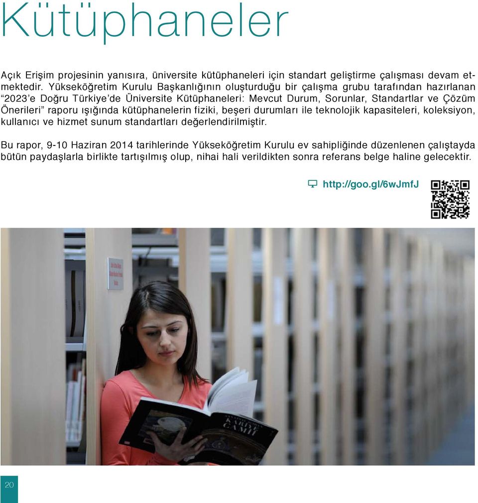 Çözüm Önerileri raporu ışığında kütüphanelerin fiziki, beşeri durumları ile teknolojik kapasiteleri, koleksiyon, kullanıcı ve hizmet sunum standartları değerlendirilmiştir.