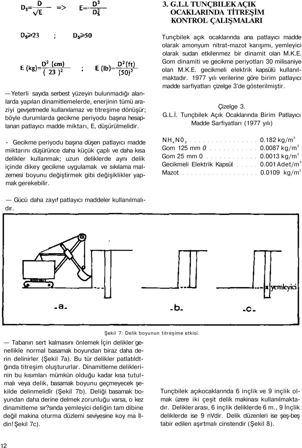 dönüşür; böyle durumlarda gecikme periyodu başına hesaplanan patlayıcı madde miktarı, E, düşürülmelidir.