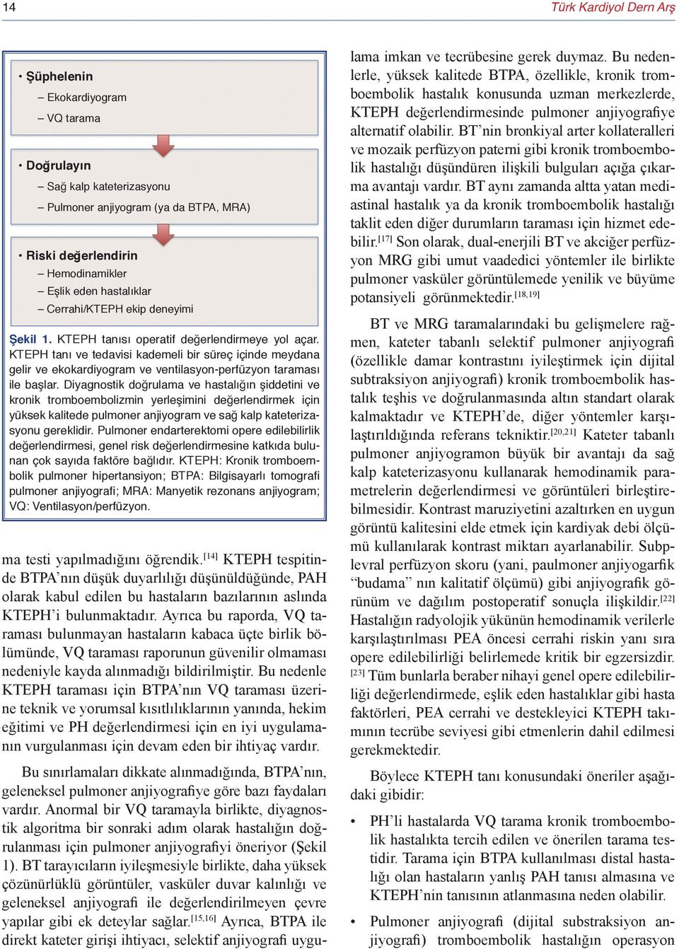 KTEPH tanı ve tedavisi kademeli bir süreç içinde meydana gelir ve ekokardiyogram ve ventilasyon-perfüzyon taraması ile başlar.