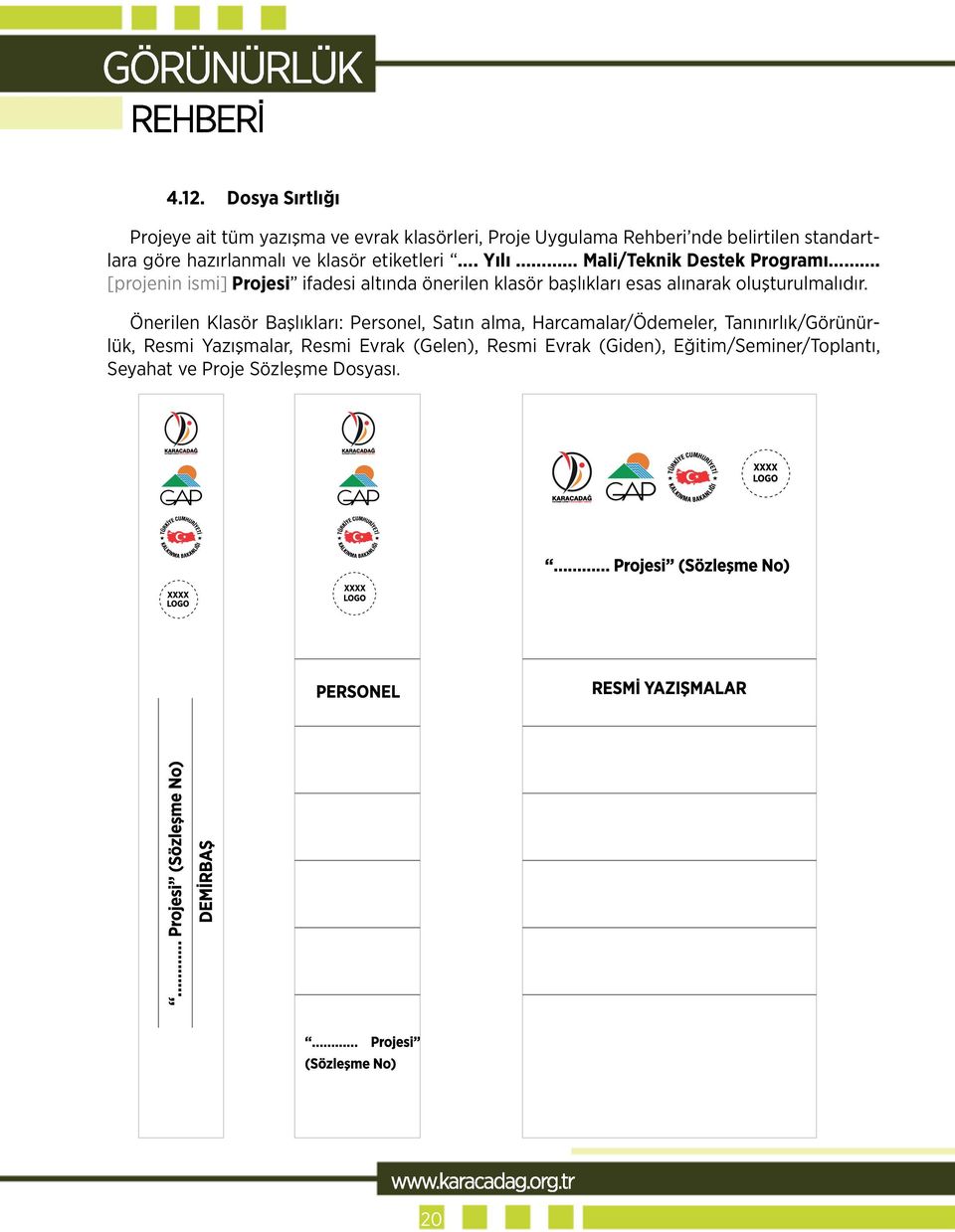 [projenin ismi] Projesi ifadesi altında önerilen klasör başlıkları esas alınarak oluşturulmalıdır.