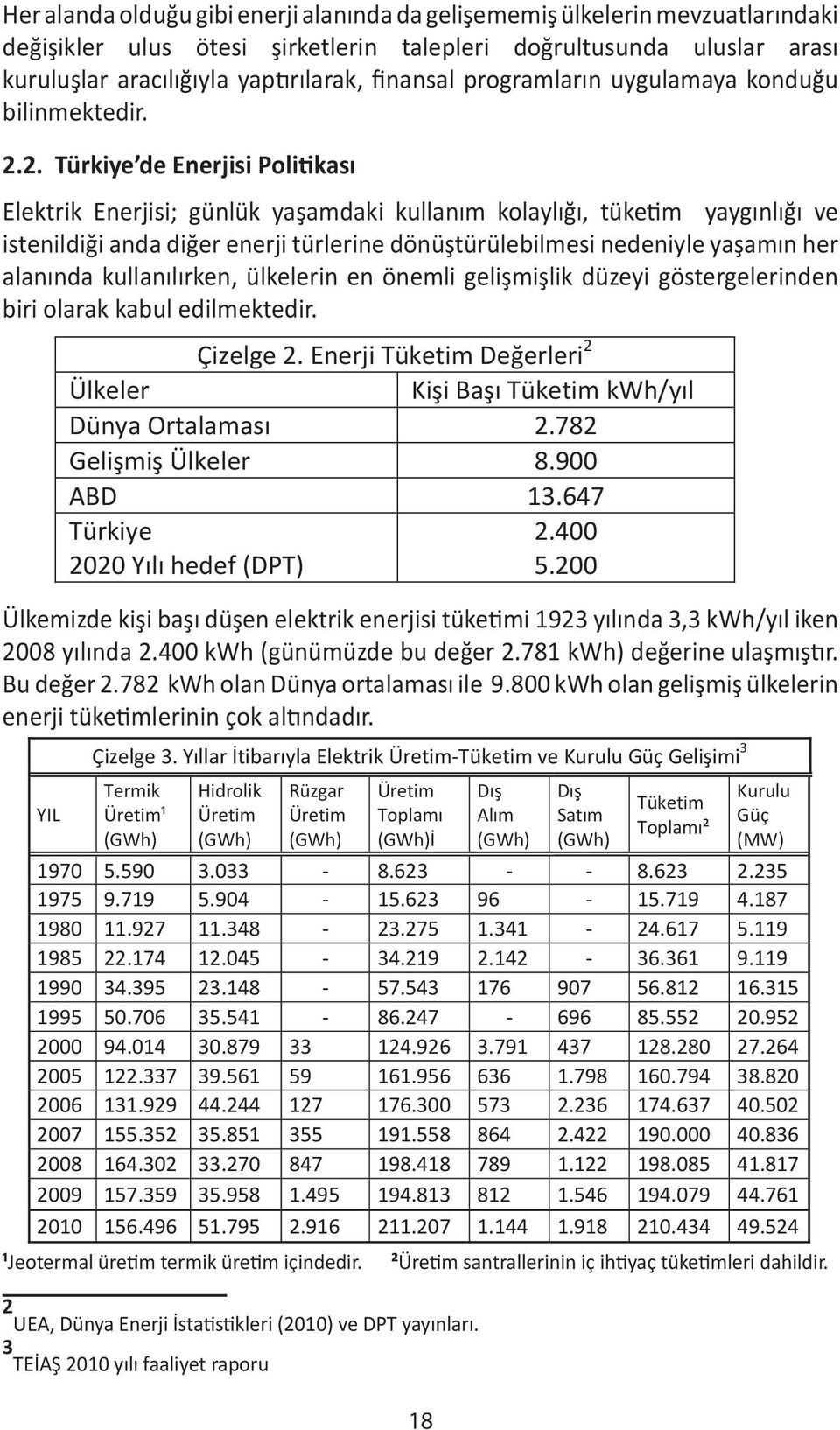 2. Türkiye de Enerjisi Poli kası Elektrik Enerjisi; günlük yaşamdaki kullanım kolaylığı, tüke m yaygınlığı ve istenildiği anda diğer enerji türlerine dönüştürülebilmesi nedeniyle yaşamın her alanında