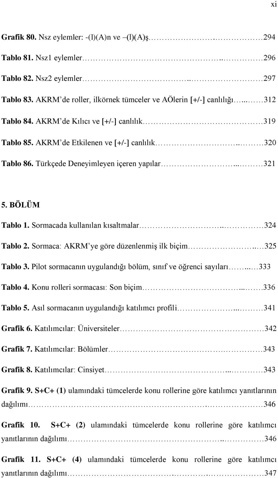 . 324 Tablo 2. Sormaca: AKRM ye göre düzenlenmiş ilk biçim.. 325 Tablo 3. Pilot sormacanın uygulandığı bölüm, sınıf ve öğrenci sayıları... 333 Tablo 4. Konu rolleri sormacası: Son biçim....336 Tablo 5.