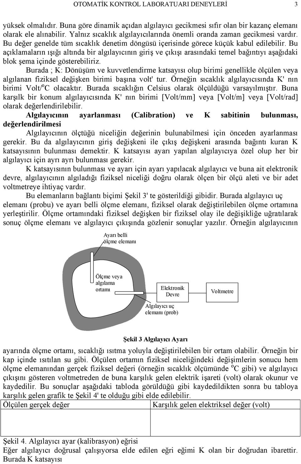 Bu açıklamaların ışığı altında bir algılayıcının giriş ve çıkışı arasındaki temel bağıntıyı aşağıdaki blok şema içinde gösterebiliriz.