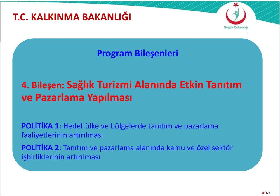 POLİTİKA 1: Hedef ülke ve bölgelerde tanıtım ve pazarlama faaliyetlerinin