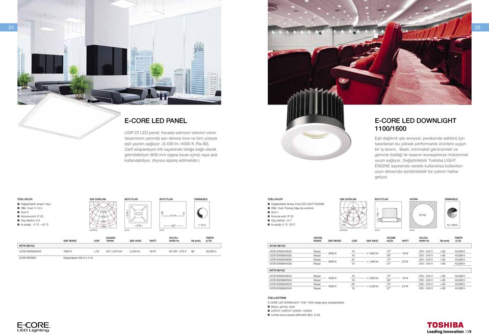 ) E-CORE LED DOWNLIGHT 1100/1600 Eşit dağılımlı ışık seviyesi, perakende sektörü için tasarlanan bu yüksek performanslı ürünlere uygun bir iş tanımı.