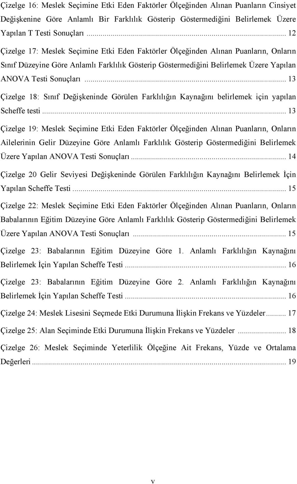 .. 13 Çizelge 18: Sınıf Değişkeninde Görülen Farklılığın Kaynağını belirlemek için yapılan Scheffe testi.