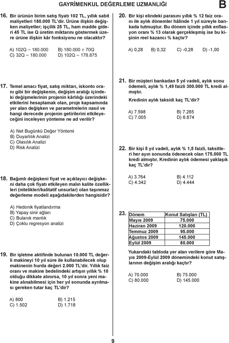 ir kişi elindeki parasını yıllık % 12 faiz oranı ile aylık dönemler hâlinde 1 yıl süreyle bankada tutmuştur.