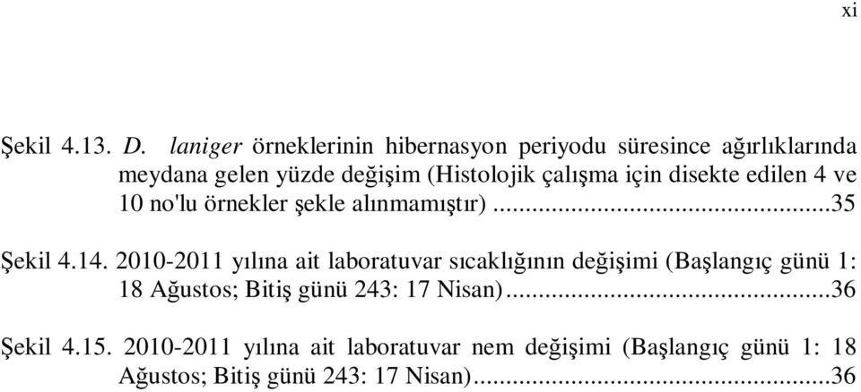 çalışma için disekte edilen 4 ve 10 no'lu örnekler şekle alınmamıştır)...35 Şekil 4.14.