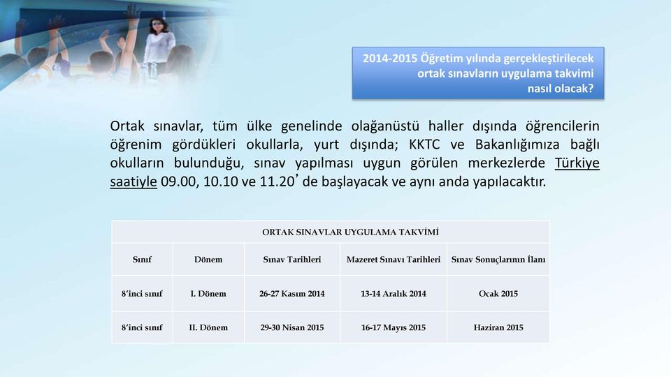 bulunduğu, sınav yapılması uygun görülen merkezlerde Türkiye saatiyle 09.00, 10.10 ve 11.20 de başlayacak ve aynı anda yapılacaktır.
